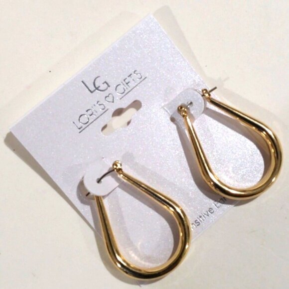 Lori's Gifts Stylish Elegant gold tone Hoop Earrings - Women's Fashion Jewelry - Picture 1 of 9